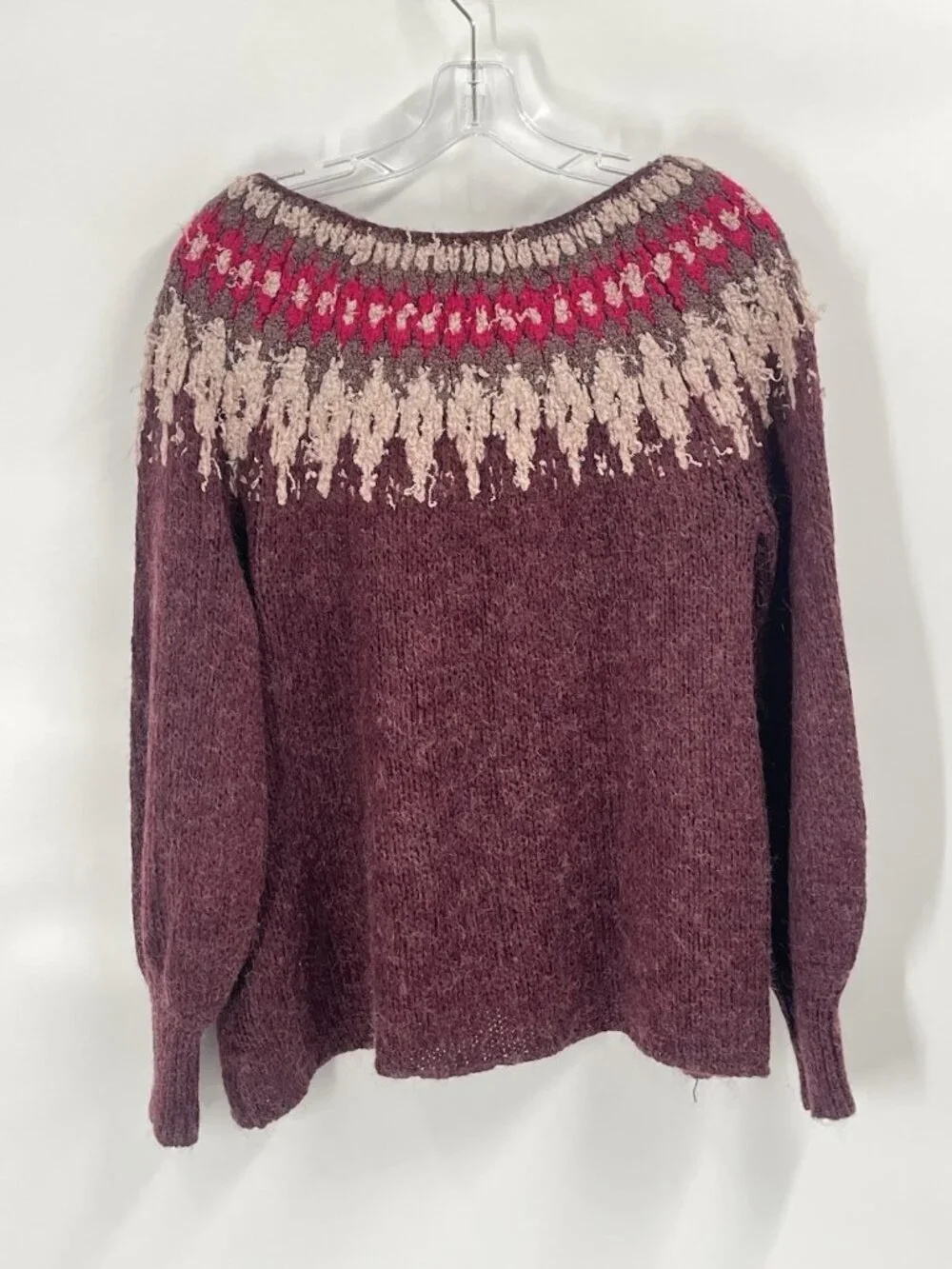 Free People Brown Fair Isle Sweater Wool Alpaca Grunge Boho Sz Small